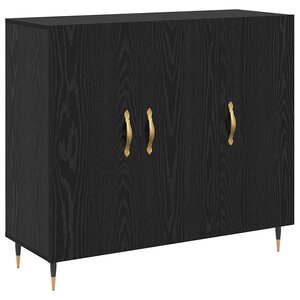 vidaXL Buffet Noir 90 x 34 x 80 cm Bois d'ingénierie