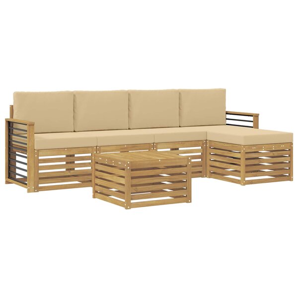 vidaXL Ensemble de canapés d'extérieur 6 pc Blanc et Beige Polyester