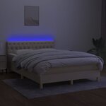 vidaXL Sommier à lattes de lit avec matelas LED Crème 140x190 cm Tissu