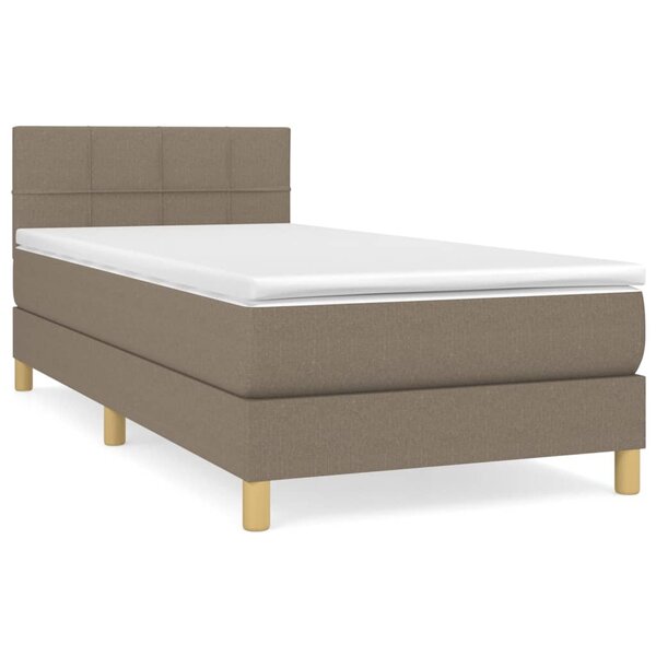 vidaXL Sommier à lattes de lit avec matelas Taupe 90x200 cm Tissu