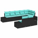 vidaXL Ensemble de canapé de jardin avec coussin 8 Pièces Noir polyrotin