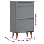 vidaXL Armoire à chaussures MOLDE Gris 59 5x35x103 cm Bois de pin