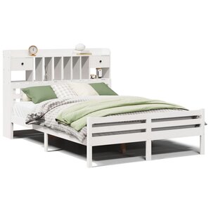 vidaXL Lit bibliothèque sans matelas blanc 150x200 cm bois pin massif