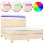 vidaXL Sommier à lattes de lit et matelas et LED Crème 160x200cm Tissu