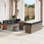vidaXL Ensemble de canapé de jardin avec coussin 11 Pièces Gris