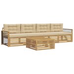 vidaXL Ensemble de canapés d'extérieur 5 pc Blanc et Beige