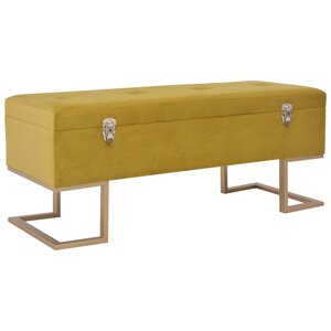 Banc banquette avec compartiment de rangement 105 cm moutarde velours 02_0021244