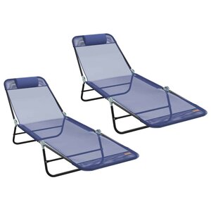 vidaXL Chaise longue pliante 2 Pièces Bleu marine 182 x 55 x 85 5 cm