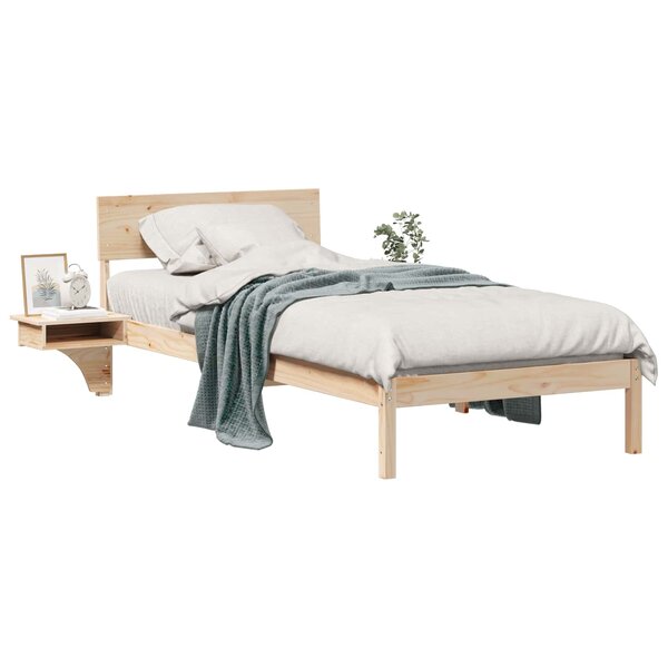 vidaXL Cadre de lit avec tête de lit Marron 90 x 190 cm Pin massif