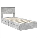 vidaXL Lit de Rangement Gris béton 90 x 190 cm Bois d'ingénierie