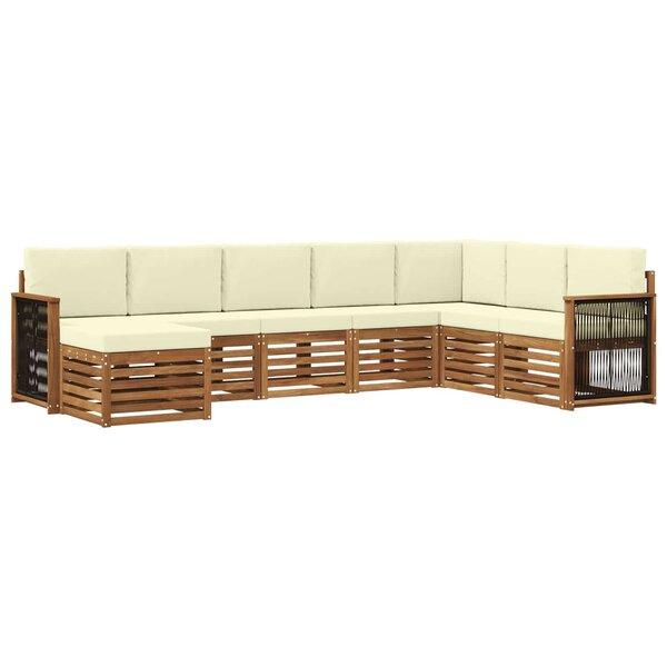 vidaXL Ensemble de canapés d'extérieur 6 pc Naturel et Crème