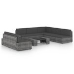 vidaXL Salon de jardin 8 Pièces avec coussins Gris Résine tressée
