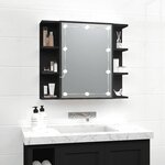 vidaXL Armoire à miroir avec LED noir 70x16 5x60 cm