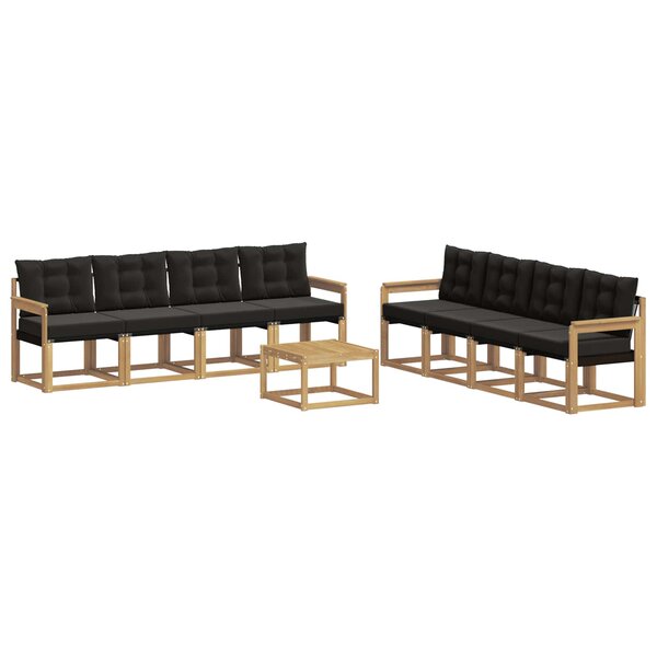vidaXL Ensemble de canapés d'extérieur 9 pc Blanc et noir
