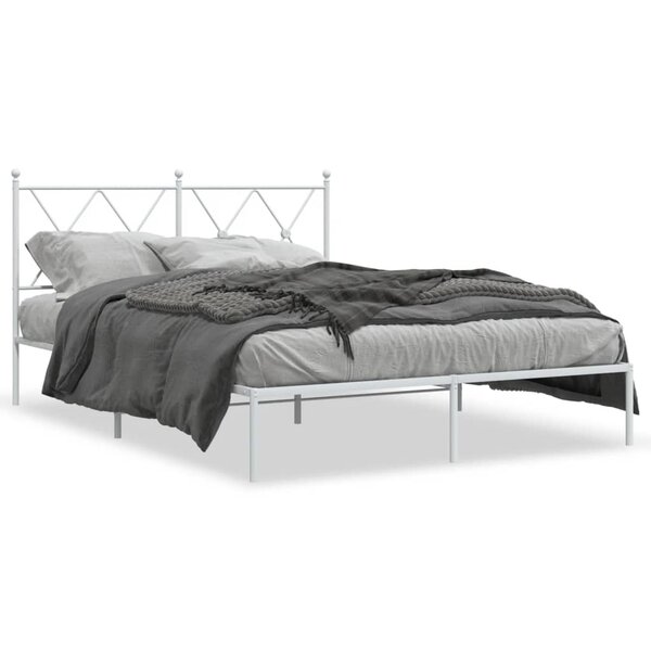 vidaXL Cadre de lit métal sans matelas et tête de lit blanc 140x190 cm