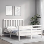 vidaXL Cadre de lit sans matelas blanc 140x200 cm bois de pin massif