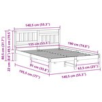 vidaXL Cadre de lit Blanc 135 x 190 cm Bois massif en pin