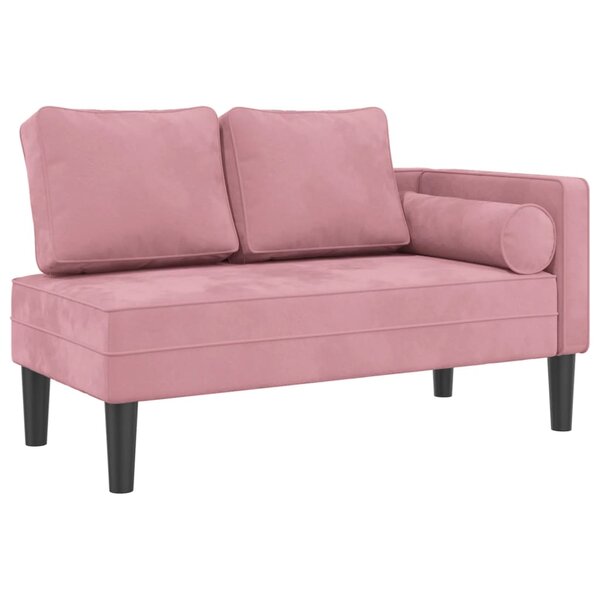 vidaXL Chaise longue avec coussins rose velours