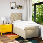 vidaXL Sommier à lattes de lit avec matelas Crème 100x200 cm Tissu