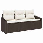 vidaXL Ensemble de canapé de jardin avec coussin 3 Pièces Marron et Crème
