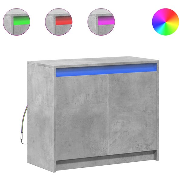 vidaXL Buffet avec LED gris béton 72x34x61 cm bois d'ingénierie