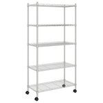 vidaXL Étagère de rangement 5 niveaux roues 75x35x155 cm Chrome 250 kg