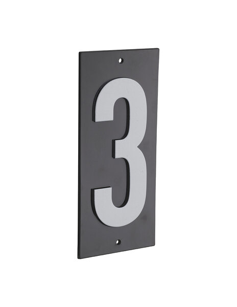 THIRARD - Plaque de signalisation 3  marquage blanc sur fond noir  panneau ABS à visser  56x120mm