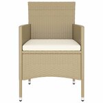 vidaXL Ensemble de bistro 5 Pièces Résine tressée et verre trempé Beige