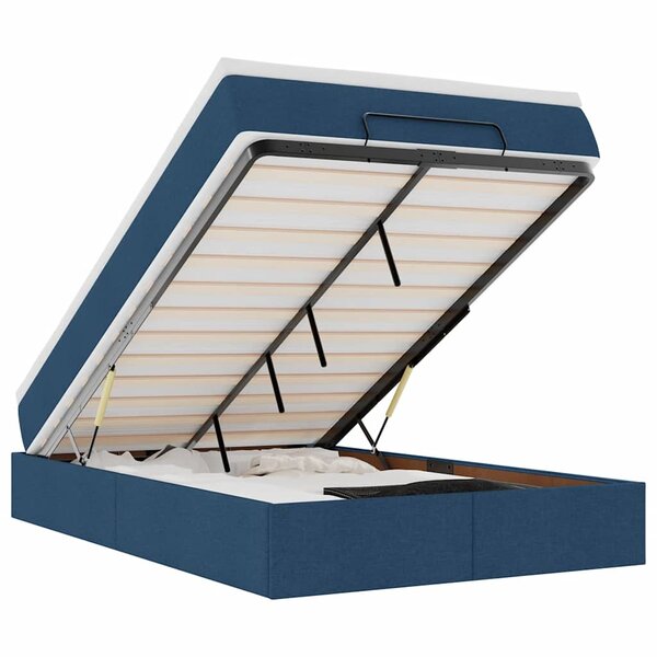 vidaXL Cadre de lit ottoman avec matelas bleu 120x190 cm tissu