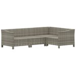 vidaXL Salon de jardin 4 Pièces avec coussins Gris Résine tressée