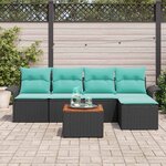 vidaXL Ensemble de canapé de jardin 6 Pièces Noir Poly rotin