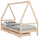 vidaXL Cadre de lit enfant avec tiroirs 90x200 cm bois de pin massif