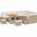 vidaXL Ensemble de canapé de jardin 12 Pièces Beige polyrotin