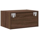 vidaXL Table de chevet murale avec lumières LED chêne marron