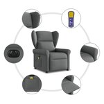 vidaXL Fauteuil inclinable de massage électrique gris foncé tissu