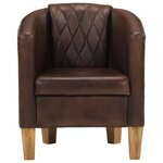 vidaXL Fauteuil Marron foncé Cuir véritable