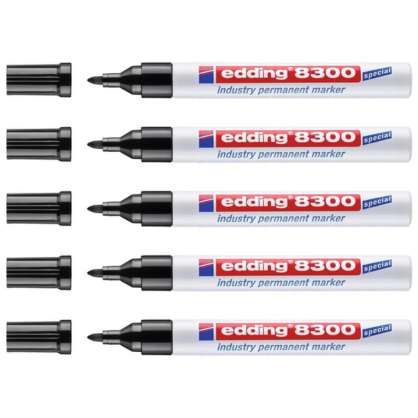 Marqueur Permanent Spécial Industrie 8300 Noir Pointe Ronde 1 5-3 mm x 5 EDDING