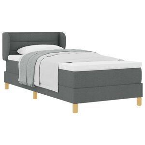 vidaXL Lit à ressorts avec matelas Gris foncé 90 x 190 cm tissu