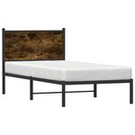 vidaXL Cadre de lit en métal sans matelas chêne fumé 90x190 cm