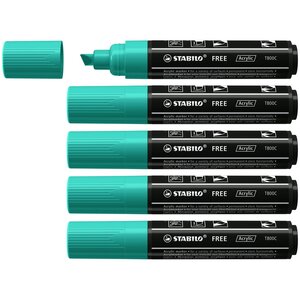 Marqueur pointe large FREE acrylic T800C vert turquoise x 5 STABILO
