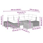 vidaXL Ensemble de canapé de jardin avec coussin 7 Pièces Noir Poly rotin