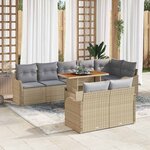 vidaXL Ensemble de canapé de jardin 9 Pièces Beige Poly rotin