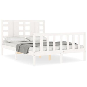 vidaXL Cadre de lit sans matelas blanc bois de pin massif