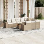 vidaXL Salon de jardin 11 Pièces avec coussins beige résine tressée