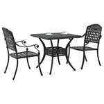 vidaXL Ensemble de tables de jardin 3 Pièces Noir Aluminium coulé