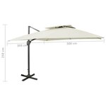 vidaXL Parasol de jardin déporté avec double plateau 300 x 300 cm Sable