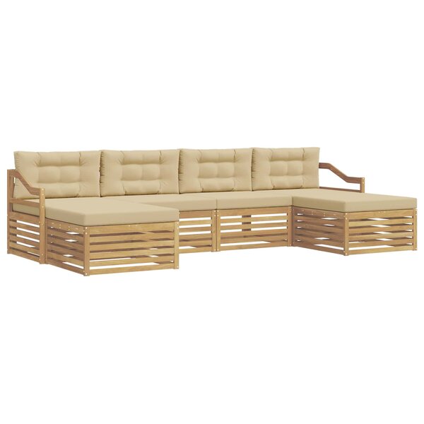vidaXL Ensemble de canapés d'extérieur 6 pc Blanc et Beige