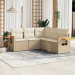 vidaXL Salon de jardin avec coussins 5 Pièces beige résine tressée