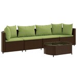 vidaXL Salon de jardin avec coussins 5 Pièces marron résine tressée