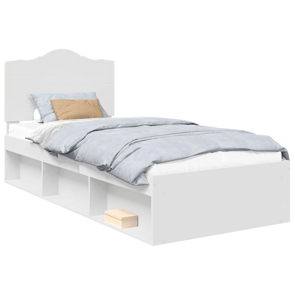 vidaXL Cadre de lit avec tête de lit Blanc 90 x 200 cm Pin massif